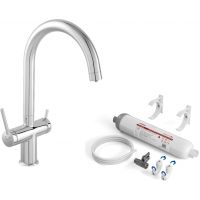 Zestaw Ferro Filtrata bateria kuchenna stojąca chrom/czarna i filtry podzlewozmywakowe z kompletem wkładów (BFT41, FFT4ACAGSET)