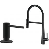 Zestaw Franke Icon Semi-Pro bateria kuchenna stojąca z dozownikiem do płynów 300 ml czarny mat (1150690598, 1190547906)