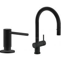 Zestaw Franke Active Neo bateria kuchenna stojąca z dozownikiem do płynów 300 ml czarny mat (1150653404, 1190547906)