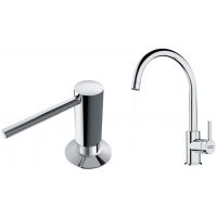 Zestaw Franke Lina bateria kuchenna stojąca z dozownikiem do płynów 350 ml chrom (1150693228, 1190584065)