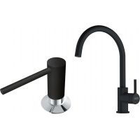 Zestaw Franke Lina bateria kuchenna stojąca z dozownikiem do płynów 350 ml czarny mat (1150626019, 1120652763)