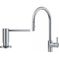 Zestaw Franke Eos bateria kuchenna stojąca z dozownikiem do płynów 350 ml stal szlachetna (1150590045, 1120717084)