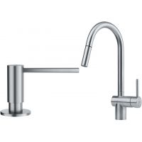 Zestaw Franke Atlas bateria kuchenna stojąca z dozownikiem do płynów 350 ml stal szlachetna (1150590047, 1120717084)