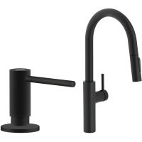 Zestaw Franke Pescara L Slide-In bateria kuchenna stojąca z dozownikiem do płynów 300 ml czarny mat (1150575968, 1190547906)