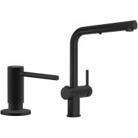 Zestaw Franke Active bateria kuchenna stojąca z dozownikiem do płynów 300 ml czarny mat (1150669769, 1190547906)