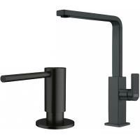 Zestaw Franke Mythos bateria kuchenna stojąca z dozownikiem do płynów 350 ml czarna stal szlachetna  (1150550441, 1120717102)