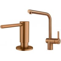 Zestaw Franke Atlas bateria kuchenna stojąca z dozownikiem do płynów 350 ml miedziany (1150628204, 1120717104)