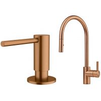 Zestaw Franke Eos bateria kuchenna stojąca z dozownikiem do płynów 350 ml miedziany (1150628254, 1120717104)