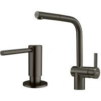 Zestaw Franke Atlas Neo M Pull-Out bateria kuchenna stojąca z wyciąganą wylewką z dozownikiem do płynów 350 ml antracyt (115.0628.210, 112.0717.103)