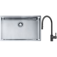 Franke Box BXX 210/110-68 zlewozmywak 72,5x45 cm stalowy z baterią kuchenną Eos czarna stal szlachetna (1270453658, 1150613671)