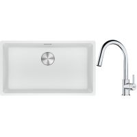 Franke Maris MRG 110-72 zlewozmywak 72x40 cm Fragranite biały polarny z baterią kuchenną Lina chrom (1250687263, 1150693229)