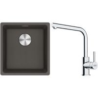Franke Maris MRG 110-37 zlewozmywak granitowy 43x40 cm łupkowy szary z baterią kuchenną Lina chrom (1250716374, 1150693230)