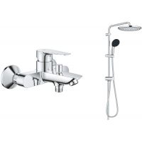 Grohe Vitalio Start System 250 zestaw prysznicowy ścienny z deszczownicą i bateria bateria wannowo-prysznicowa ścienna chrom ( 26680001, 24198001)