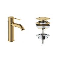 Zestaw Grohe Essence bateria umywalkowa stojąca z korkiem Cool Sunrise (23590GL1, 65807GL0)