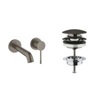 Zestaw Grohe Essence New bateria umywalkowa podtynkowa z korkiem Brushed Hard Graphite (19408AL1, 65807AL0)