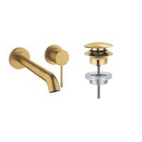 Zestaw Grohe Essence New bateria umywalkowa podtynkowa z korkiem Brushed Cool Sunrise (19967GN1, 65807GN0)