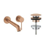 Zestaw Grohe Essence New bateria umywalkowa podtynkowa z korkiem Brushed Warm Sunset (19967DL1, 65807DL0)