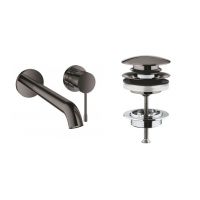 Zestaw Grohe Essence New bateria umywalkowa podtynkowa z korkiem Hard Graphite (19967A01, 65807A00)