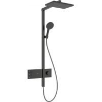 Hansgrohe Raindance Alive Q zestaw prysznicowy ścienny termostatyczny z deszczownicą czarny chrom szczotkowany 24591340