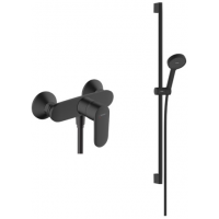 Zestaw Hansgrohe Vernis Blend bateria prysznicowa z kompletem natryskowym ściennym czarny mat (71640670, 28046670)