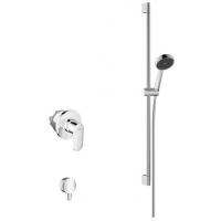 Zestaw Hansgrohe Vernis Blend bateria prysznicowa podtynkowa z kompletem natryskowym ściennym chrom (71663000, 26453000, 28046000)