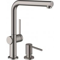 Zestaw Hansgrohe Talis M54 bateria kuchenna stojąca z dozownikiem do płynów A41 czarny chrom szczotkowany (72840340, 40438340)