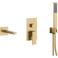 KFA Armatura Logon Brushed Light Gold zestaw wannowo-prysznicowy podtynkowy złoty szczotkowany light 5139-401-39