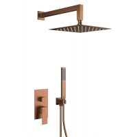 KFA Armatura Logon Brushed Rose Gold zestaw prysznicowy podtynkowy z deszczownicą miedź szczotkowana 5139-501-34