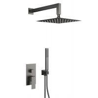 KFA Armatura Logon Gun Metal Grey zestaw prysznicowy podtynkowy z deszczownicą szary 5139-501-61