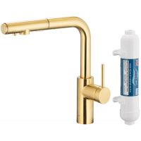 KFA Armatura Duero Pure Basic Brushed Light Gold bateria kuchenna z filtrem Hydro+ złoty szczotkowany 6623-112-39