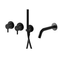 Zestaw Kohlman Axel bateria wannowo-prysznicowa z wylewką Roxin Black czarny mat (QW260A, QW230RB)