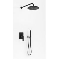 Kohlman Experience Black zestaw prysznicowy podtynkowy z deszczownicą 25 cm czarny mat QW210EBR25