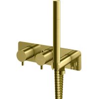 Kohlman Axel Brushed Gold bateria wannowo-prysznicowa podtynkowa z termostatem złoty szczotkowany QW265AGDB