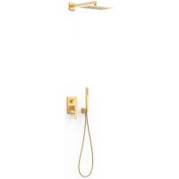 Tres Slim Exclusive zestaw prysznicowy podtynkowy z deszczownicą złoty mat 20228004OM