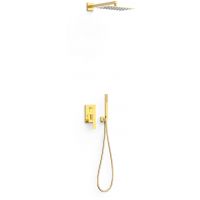 Tres Slim Exclusive zestaw prysznicowy podtynkowy z deszczownicą złoty 20228004OR