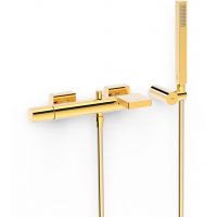Tres Project bateria wannowo-prysznicowa ścienna z kaskadą złota 24k 21117001OR