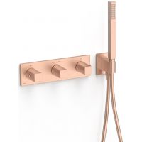 Tres B-System bateria wannowo-prysznicowa podtynkowa termostatyczna różowe złoto mat 30725301OPM