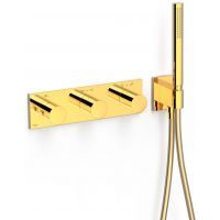 Tres B-System bateria wannowo-prysznicowa podtynkowa termostatyczna złoty połysk 30735401OR