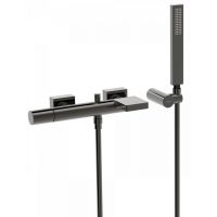 Tres Project bateria wannowo-prysznicowa ścienna z kaskadą czarny metal 211.170.01.KM