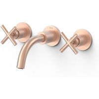 Tres Mont Blanc bateria umywalkowa podtynkowa 3-otworowa różowe złoto mat 28330001OPM