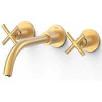 Tres Mont Blanc bateria umywalkowa podtynkowa 3-otworowa złoty mat 28330002OM