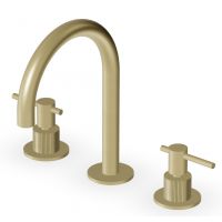 Zucchetti Helm bateria umywalkowa stojąca 3-otworowa brytyjskie złoto szczotkowane/radełkowanie pionowe ZHL515.XP31G2