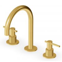 Zucchetti Helm bateria umywalkowa stojąca 3-otworowa złoto szczotkowane/radełkowanie pionowe ZHL515.XP41G2