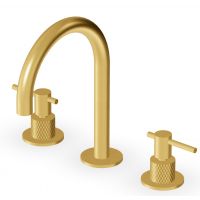 Zucchetti Helm bateria umywalkowa stojąca 3-otworowa złoto szczotkowane/radełkowanie ukośne ZHL515.XP41G3