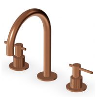 Zucchetti Helm bateria umywalkowa stojąca 3-otworowa miedź szczotkowana/radełkowanie pionowe ZHL515.XP91G2