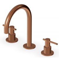 Zucchetti Helm bateria umywalkowa stojąca 3-otworowa miedź szczotkowana/radełkowanie ukośne ZHL515.XP91G3