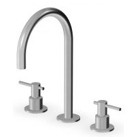 Zucchetti Helm bateria umywalkowa stojąca 3-otworowa stal nierdzewna szczotkowana/radełkowanie pionowe ZHL516.XG2