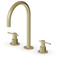 Zucchetti Helm bateria umywalkowa stojąca 3-otworowa brytyjskie złoto szczotkowane/radełkowanie pionowe ZHL516.XP31G2