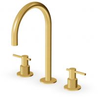 Zucchetti Helm bateria umywalkowa stojąca 3-otworowa złoto szczotkowane/radełkowanie ukośne ZHL516.XP41G3