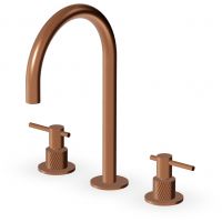 Zucchetti Helm bateria umywalkowa stojąca 3-otworowa miedź szczotkowana/radełkowanie ukośne ZHL516.XP91G3